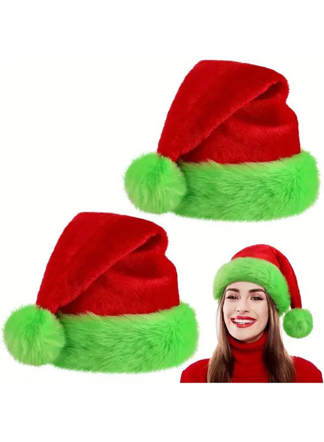 قبعة سانتا حمراء فاخرة مع بطانة مريحة لحفلات Christmas وليلة رأس السنة الجديدة لالتقاط الصور، إكسسوار زي مصنوع من البوليستر. - Image 1