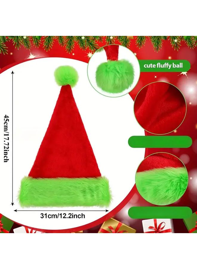 قبعة سانتا حمراء فاخرة مع بطانة مريحة لحفلات Christmas وليلة رأس السنة الجديدة لالتقاط الصور، إكسسوار زي مصنوع من البوليستر. - Image 4