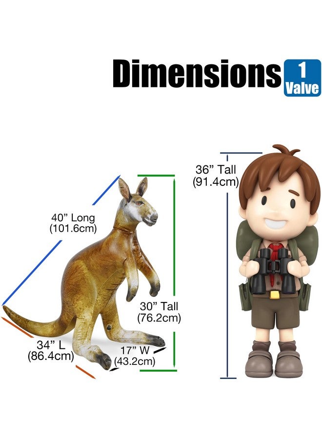 جيت كرييشنز كنغر قابل للنفخ بطول 40 بوصة من جيت كرييشنز، لعبة جوي أسترالي واقعية قابلة للنفخ، مناسبة للمرح في حمام السباحة، ديكور منزلي، دعامة للصور، موضوع سفاري للحياة البرية، الهالوين، مغامرة واقعية في أستراليا، قطعة واحدة - Image 2
