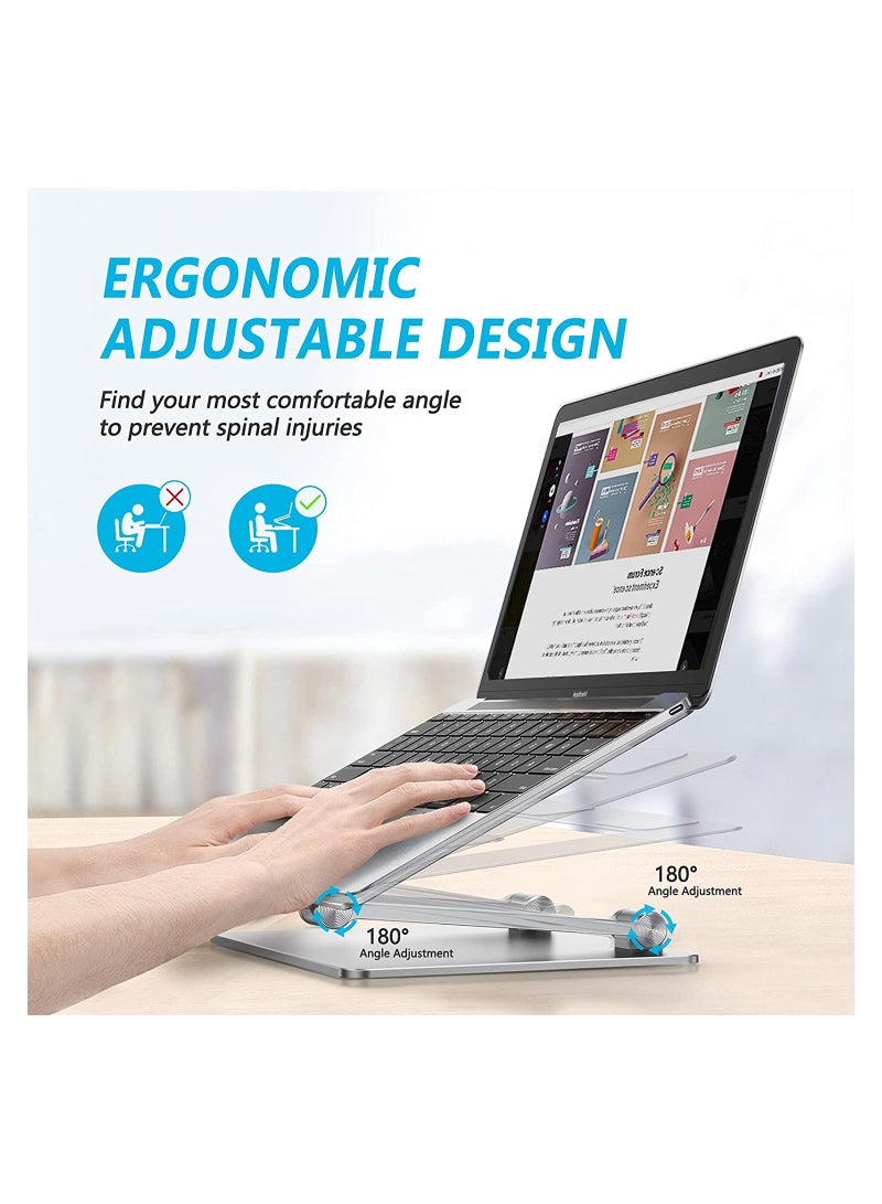 Laptop Stand, Adjustable Ergonomic Laptop Holder, Aluminium Alloy Notebook Stand with Heat-Vent, Portable Anti-Slip Computer Stand Compatible with MacBook Pro/Air - Image 5