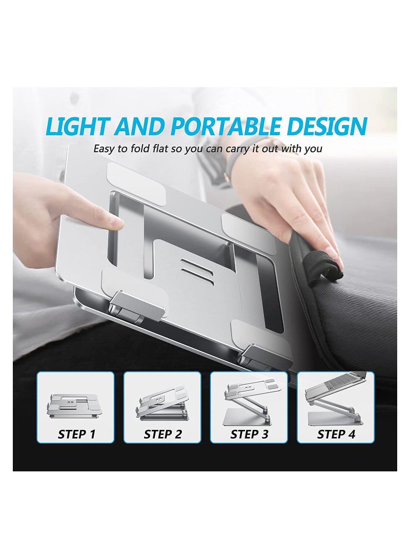 Laptop Stand, Adjustable Ergonomic Laptop Holder, Aluminium Alloy Notebook Stand with Heat-Vent, Portable Anti-Slip Computer Stand Compatible with MacBook Pro/Air - Image 2