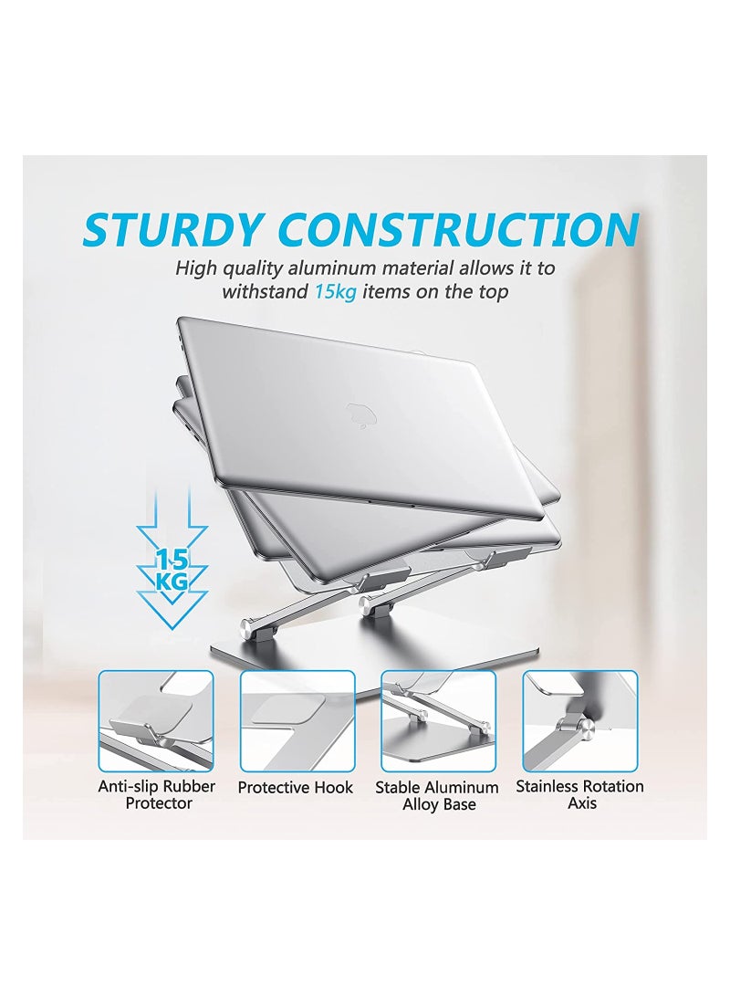 Laptop Stand, Adjustable Ergonomic Laptop Holder, Aluminium Alloy Notebook Stand with Heat-Vent, Portable Anti-Slip Computer Stand Compatible with MacBook Pro/Air - Image 3