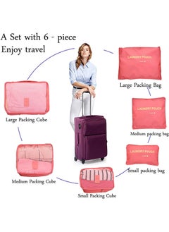 Arabest 6PCS Set Travel Luggage Organizer Packing Cubes Set Storage Bag Waterproof Laundry Bag Traveling Accessories - Red  - Image 3