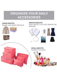 Arabest 6PCS Set Travel Luggage Organizer Packing Cubes Set Storage Bag Waterproof Laundry Bag Traveling Accessories - Red  - Image 4