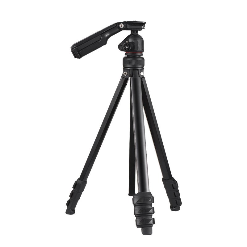 141cm/55.5in Portable Photography Tripod Stand Aluminum Alloy 360° Rotatable 3kg/6.6lb Load Capacity with Handle Built-in Phone Clip for DSLR Cameras Camcorders Smartphones - Image 1