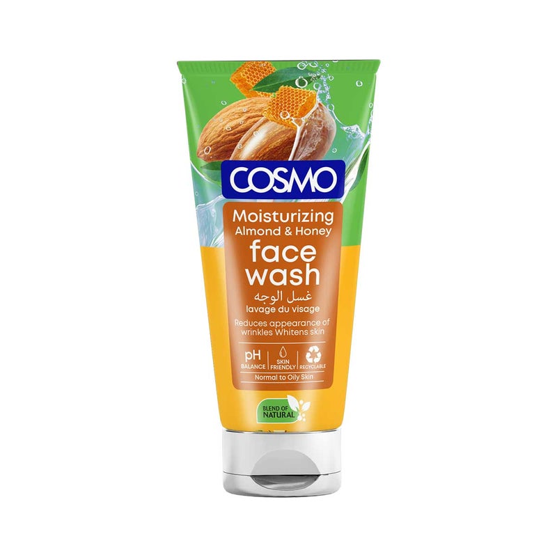 COSMO Moisturizing Almond & Honey Face Wash, Deep Cleansing & Hydrating Facial Cleanser Enriched with Natural Almond Extracts for Radiant, Healthy-Looking Skin | Suitable for All Skin Types, 150ml - Image 1