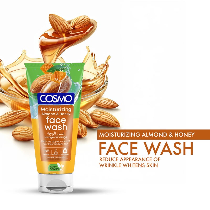 COSMO Moisturizing Almond & Honey Face Wash, Deep Cleansing & Hydrating Facial Cleanser Enriched with Natural Almond Extracts for Radiant, Healthy-Looking Skin | Suitable for All Skin Types, 150ml - Image 2