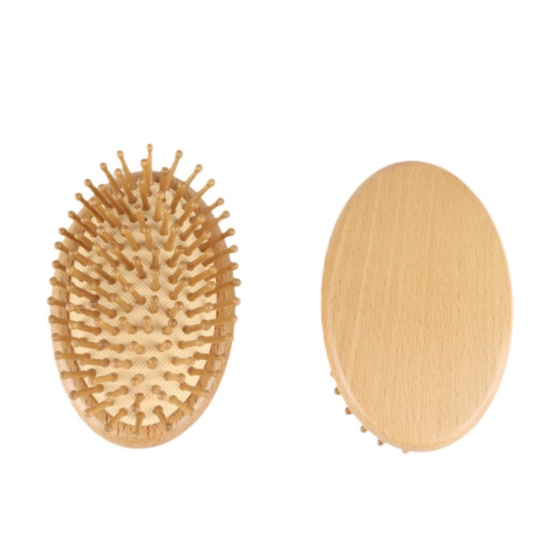 Natural bamboo handleless massage scalp hair comb   khaki - Image 1