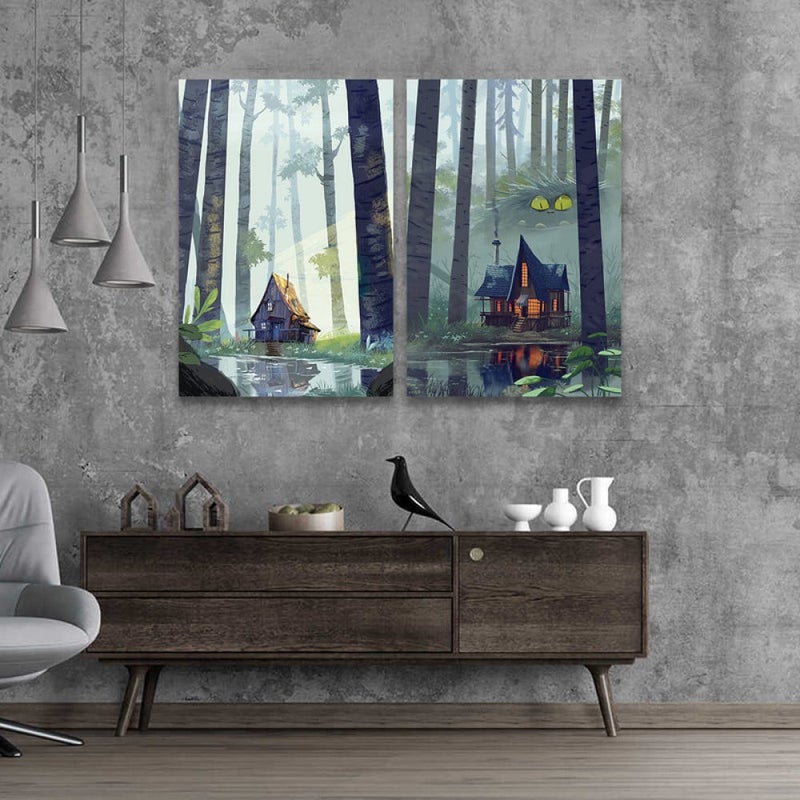 ماركتنا لوحة قماشية ثنائية بتصميم طبيعة بمقاس اجمالي 100×70 سم - Image 1