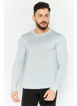 Men Sportswear Fit Long Sleeve Yoga Shirt, Grey