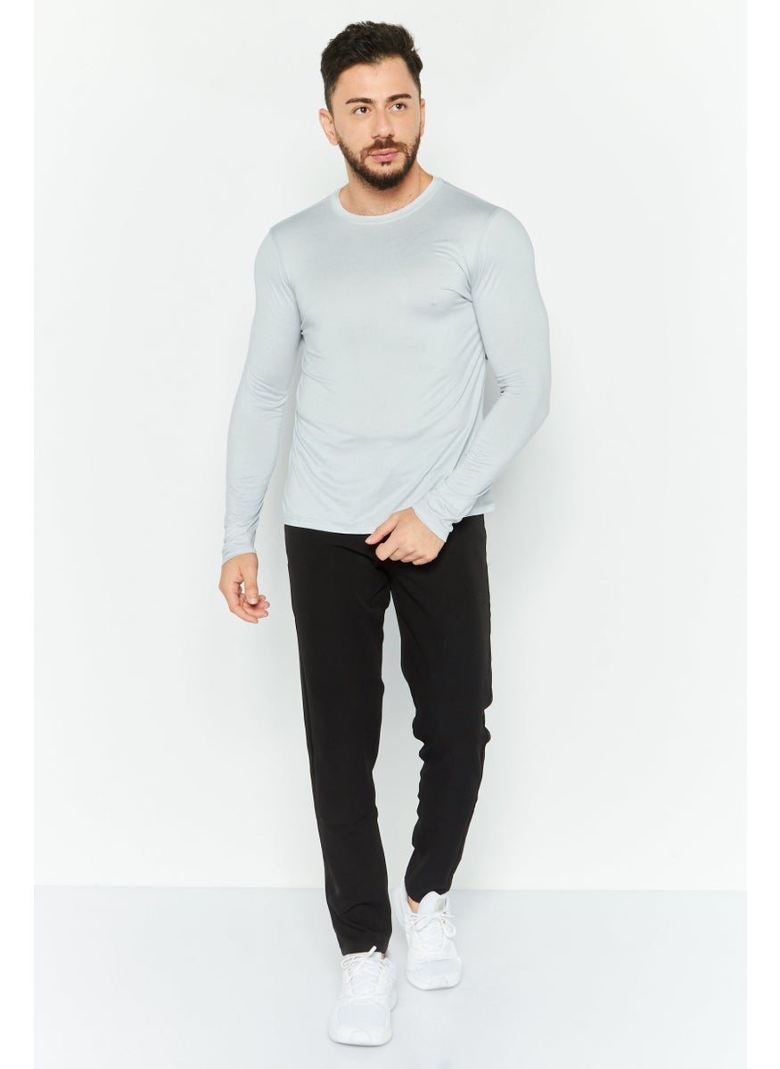 90 Degree By Reflex Men Sportswear Fit Long Sleeve Yoga Shirt, Grey  - Image 2