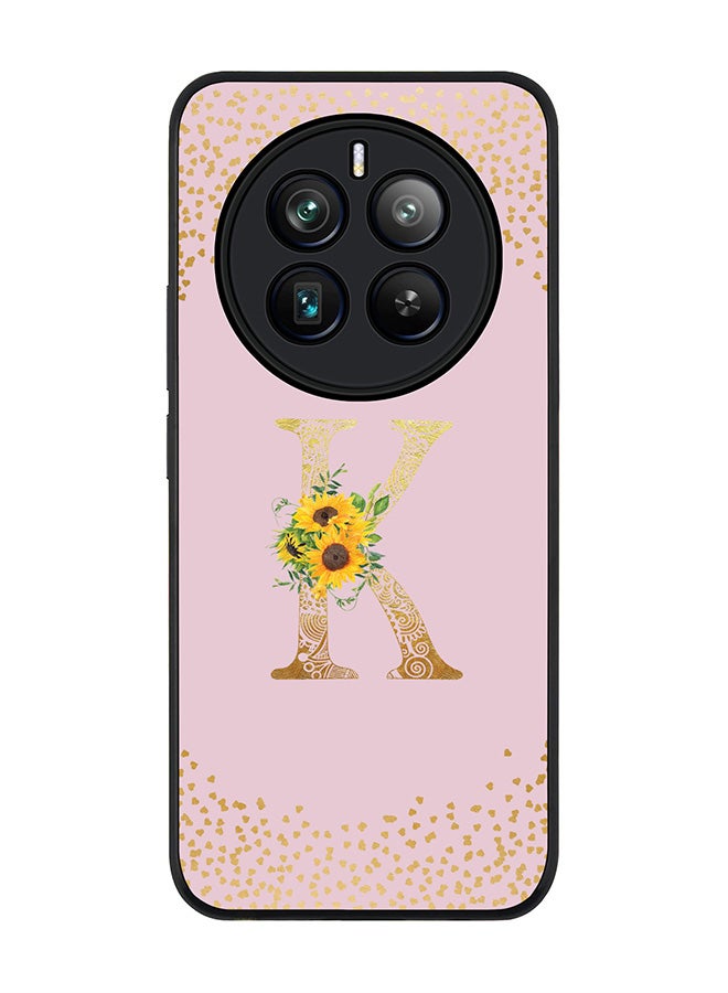 Stylizedd Rugged Black edge case for Realme 12 Pro / Realme 12 Pro Plus 5G, Custom Monogram Initial Letter Mandala Floral Pattern Alphabet-K (Pink ) - Image 1