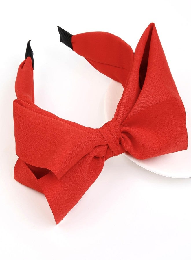Huachi Red Bow Headbands for Women Girls, Vintage Red Headband for Halloween Costume - Image 2