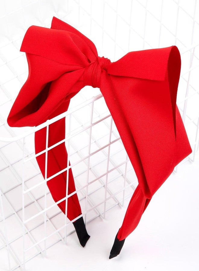 Huachi Red Bow Headbands for Women Girls, Vintage Red Headband for Halloween Costume - Image 4