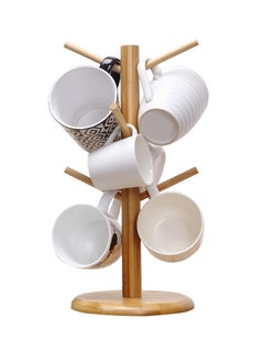 GNAFOTU Wood Mug Holder, Mug Stand Hanger, Kitchen Coffee Mug Tree Countertop Tea Cups Holder Stand, Coffee Cup Dryer with 6 Hooks  - Image 1
