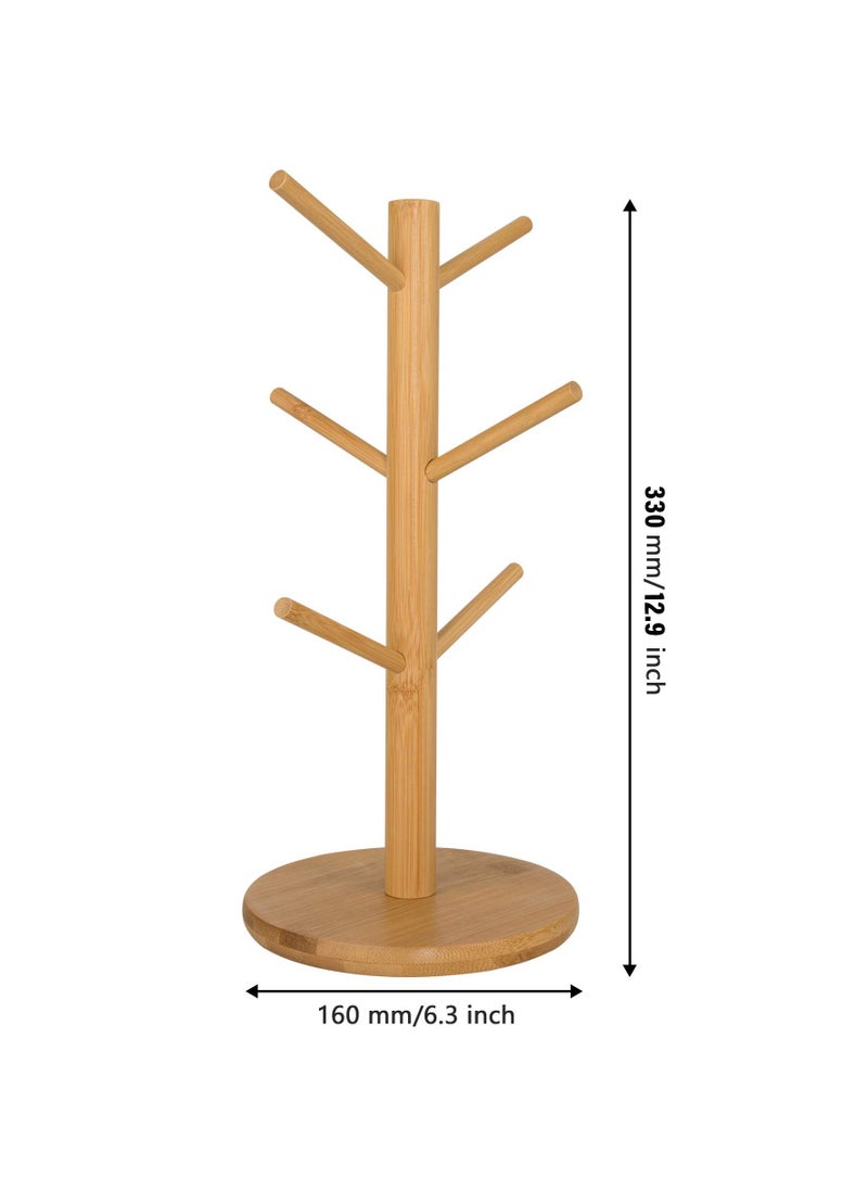 GNAFOTU Wood Mug Holder, Mug Stand Hanger, Kitchen Coffee Mug Tree Countertop Tea Cups Holder Stand, Coffee Cup Dryer with 6 Hooks  - Image 3