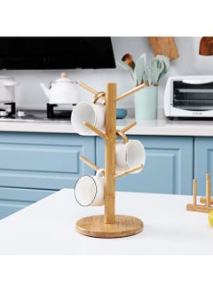 GNAFOTU Wood Mug Holder, Mug Stand Hanger, Kitchen Coffee Mug Tree Countertop Tea Cups Holder Stand, Coffee Cup Dryer with 6 Hooks  - Image 5