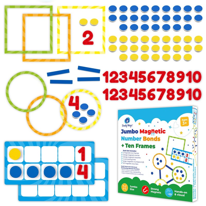 Simply magic 84 PCS Magnetic Number Bonds Magnetic Ten Frames Set Jumbo 10 Frames for Classroom Numbers for Whiteboard Math Counters Math Manipulatives Classroom Must Haves Simply Magic - Image 3