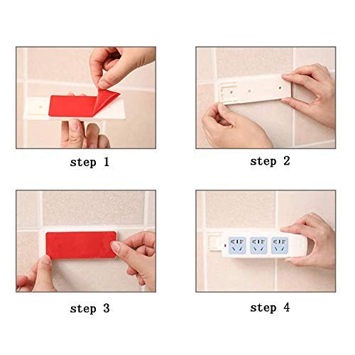 SIYANSHU Self Adhesive Power Strip Wall Mount,No Damage Wall-Mounted Fixation Holders Mount Reusable for Power Strips Cable Organizers, Photo Frame, Wall Clock, Cabinet Light, (Pack of-2) - Image 3
