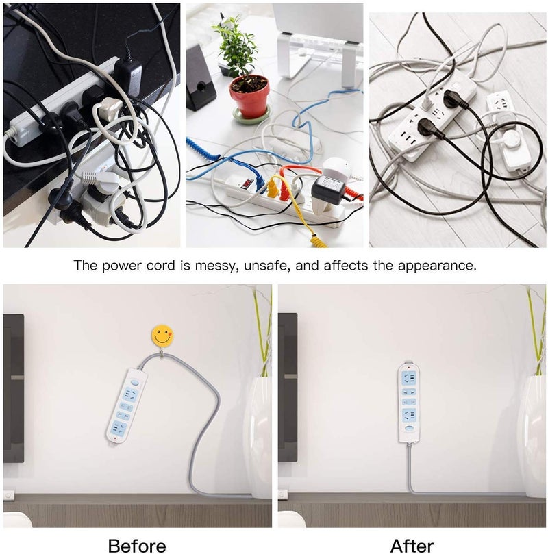 SIYANSHU Self Adhesive Power Strip Wall Mount,No Damage Wall-Mounted Fixation Holders Mount Reusable for Power Strips Cable Organizers, Photo Frame, Wall Clock, Cabinet Light, (Pack of-2) - Image 5