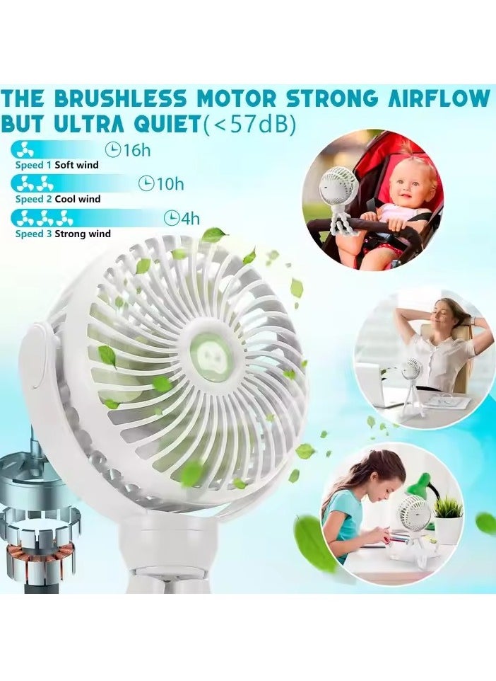 إسكدنيا Mini USB Baby Stroller Fan, HOME Portable Mini Handheld Stroller Fan,Personal Portable Car Seat Baby Fan with Flexible Tripod,USB or Battery Powered Desk Fan with Adjustable 3 Speeds  - Image 3