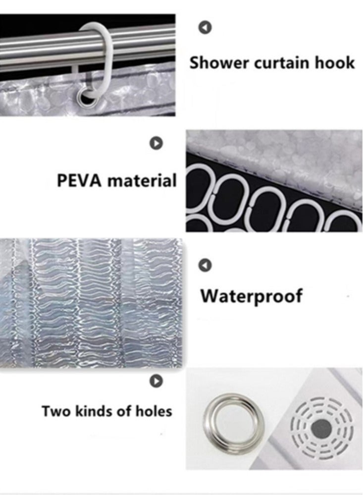 كوتيس 1-قطعة ماء دش الستار PEVA شفافة دش الستار 180x180 سم - Image 3