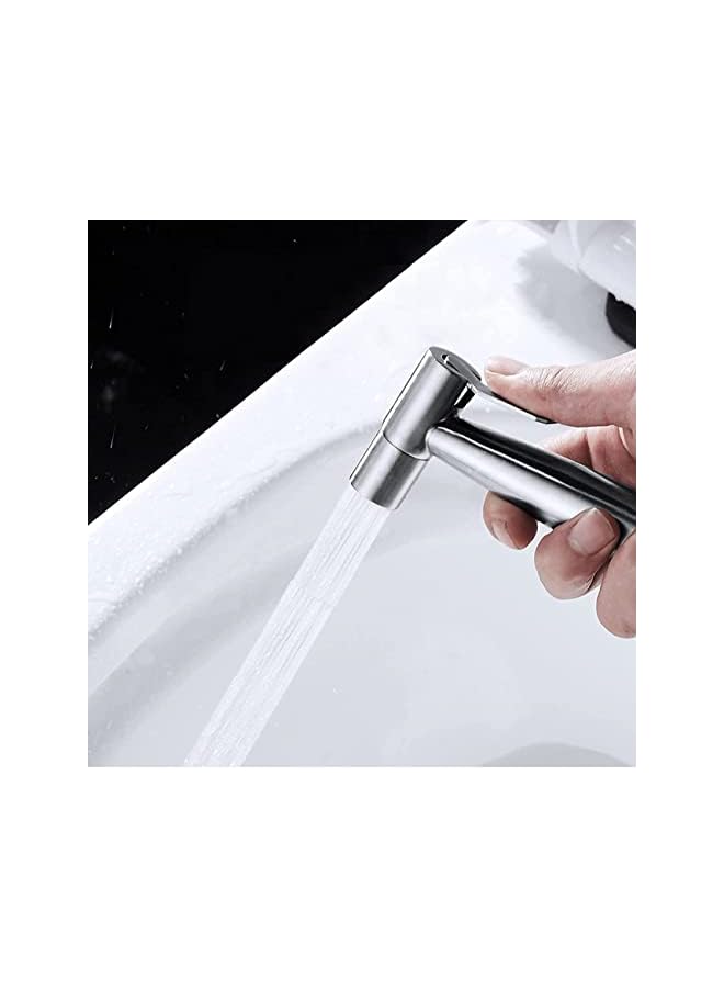 The Bros 3 Pcs Bidet Toilet Spray Gun Set, Handheld Bidet Sprayer Shattaf with Stainless Steel Chrome Hose Toilet Water Sprayer, Silver - Image 4
