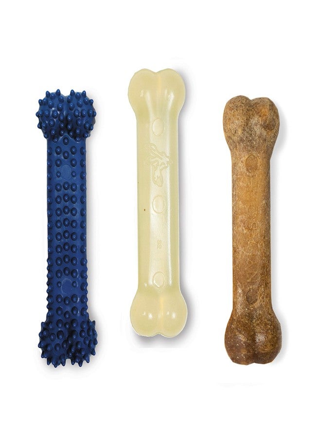 Nylabone Original Bone Flexi Chew toy for Dogs, Dog Toys for Moderate Chewers, Chicken & Bacon Flavor, X-Small - Up to 15 lbs, 3 Pack - Image 2