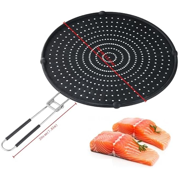 JJOO Splatter Guards For Frying 13 Inch Silicone Grease Splatter Guard Splatter Screen For Frying Pan With Latest Folding Handle Cover Oil Splash When Cooking Fried Chicken Or Popcorn - Image 3