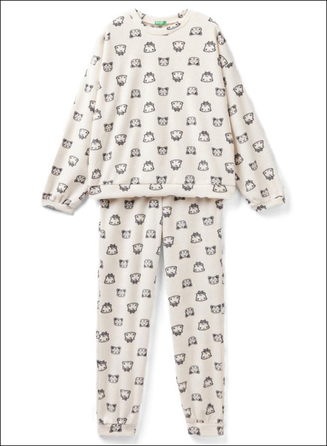 Benetton FLEECE PYJAMAS WITH MASCOT PRINT - Image 4