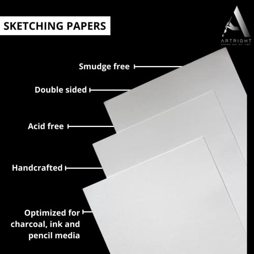 ArtRight Artists' Sketching Paper (A4 Pack of 20 Sheets, 300 GSM); Handmade Cartridge Mixed Media Sheets of 300GSM for Pencil, Charcoal and Ink Media - Image 3