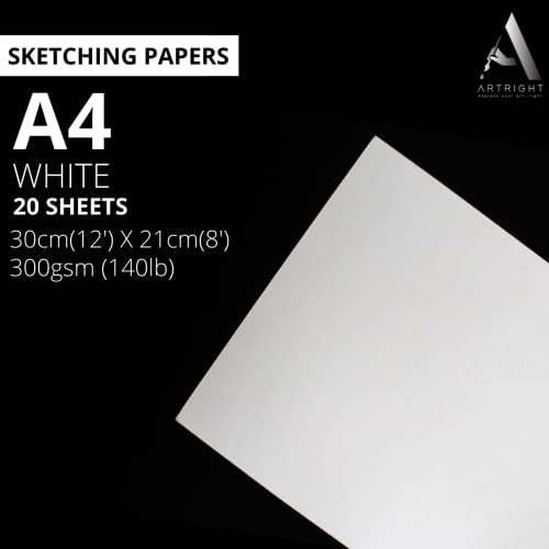ArtRight Artists' Sketching Paper (A4 Pack of 20 Sheets, 300 GSM); Handmade Cartridge Mixed Media Sheets of 300GSM for Pencil, Charcoal and Ink Media - Image 2