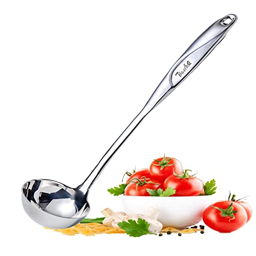 BAERFO High Grade Soup Ladle,Cooking Ladle for Soup,Heat-proof Design of Hollow Handle,Stainless Steel Kitchen Utensil（4ouce/13.5 Inch) - Image 1