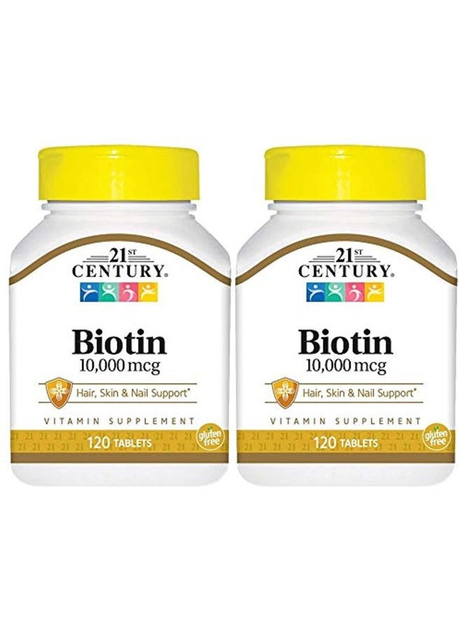 21st Century Biotin Tablets, 10,000 mcg,2 Count - Image 1