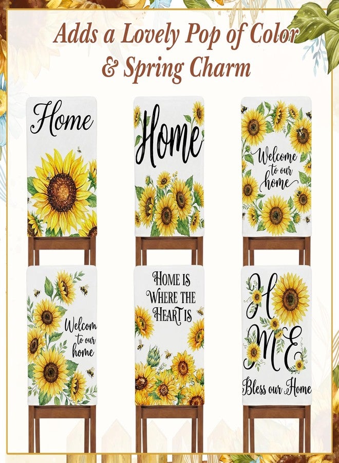 Maysing 7 Pcs Sunflower Tablecloth and Chair Covers Set 60 x 84 Inch Summer Rectangle Washable Table Cover and Stretchable Seat Slipcovers for Home Dining Room Camping Party - Image 4