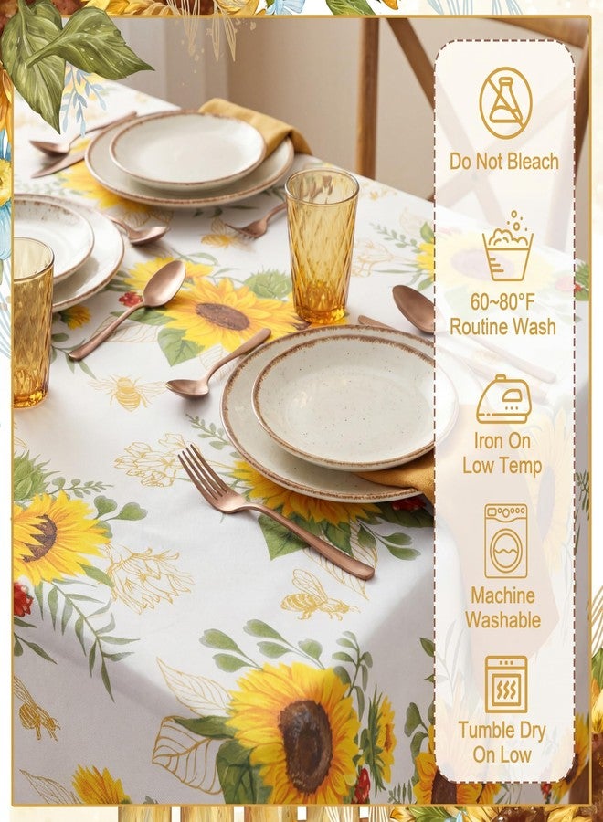 Maysing 7 Pcs Sunflower Tablecloth and Chair Covers Set 60 x 84 Inch Summer Rectangle Washable Table Cover and Stretchable Seat Slipcovers for Home Dining Room Camping Party - Image 2