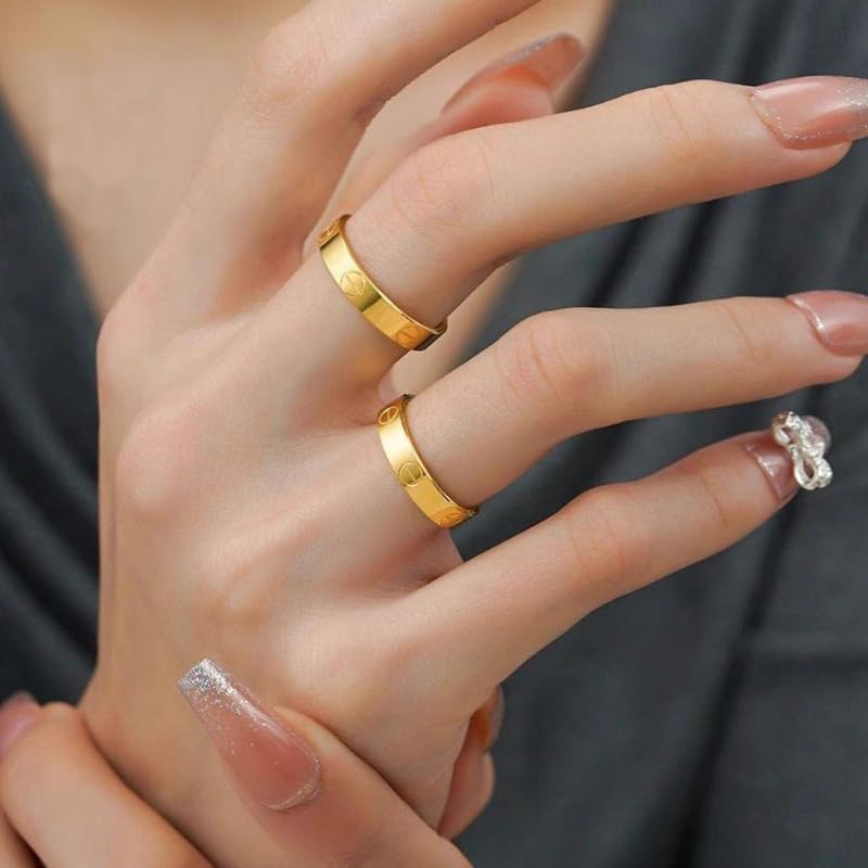 nine-tailed fox Love Ring For Women Men Girls Boys Kids Titanium Steel 18K Gold Jewelry Unisex Adult Wedding Birthday Present Anniversary Best Gifts Size 9 - Image 2