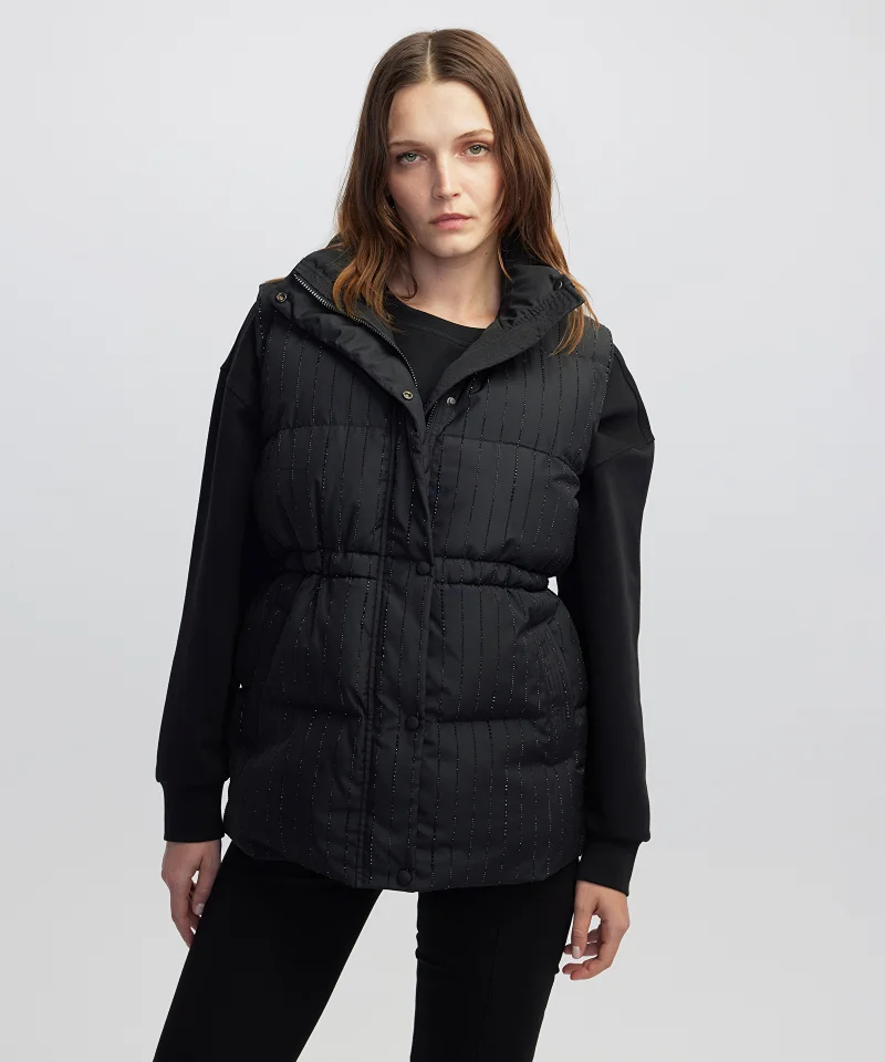 Rhinestone Embellished Puffer Vest