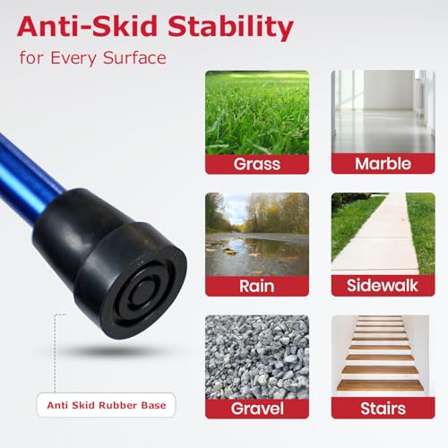 AGEasy Antara AGEasy Walking Stick for Men & Women | Lumina Walking Stick with Built-in LED Torch for Old People | Walk Stick with Adjustable Height | Support Stick for Old People (Blue) (Unibase) - Image 5