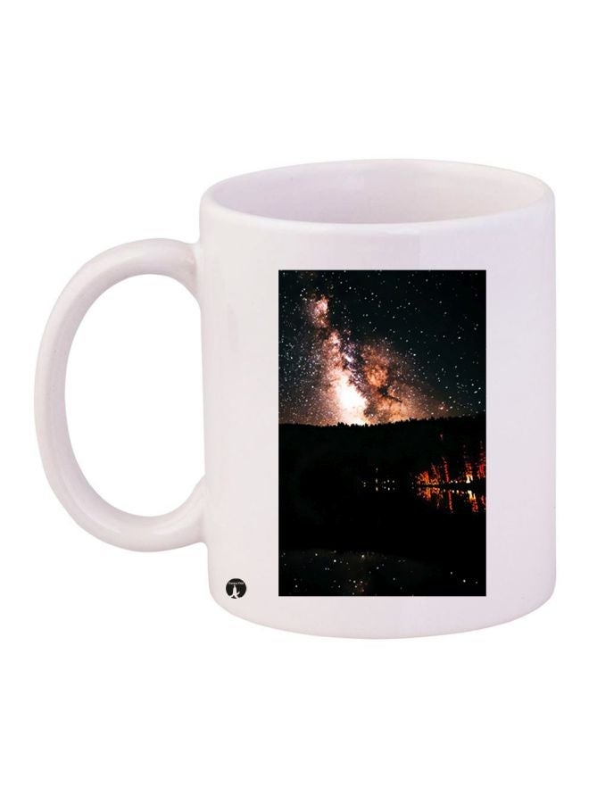 RYN Night Sky Printed Coffee Mug White/Orange/Black 11ounce
