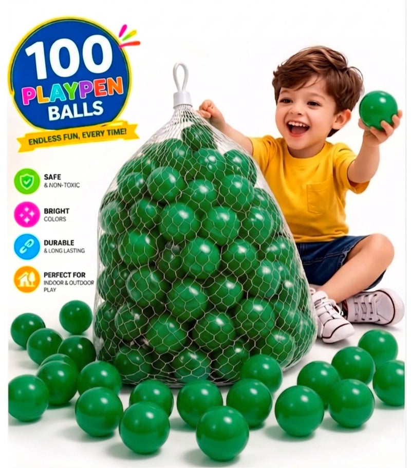 SKY-TOUCH 100-PieceVibrant Green Ocean Fun Balls Smooth Edges and Germ-Free Design Vibrant Colors Pool Ball Set - Image 1