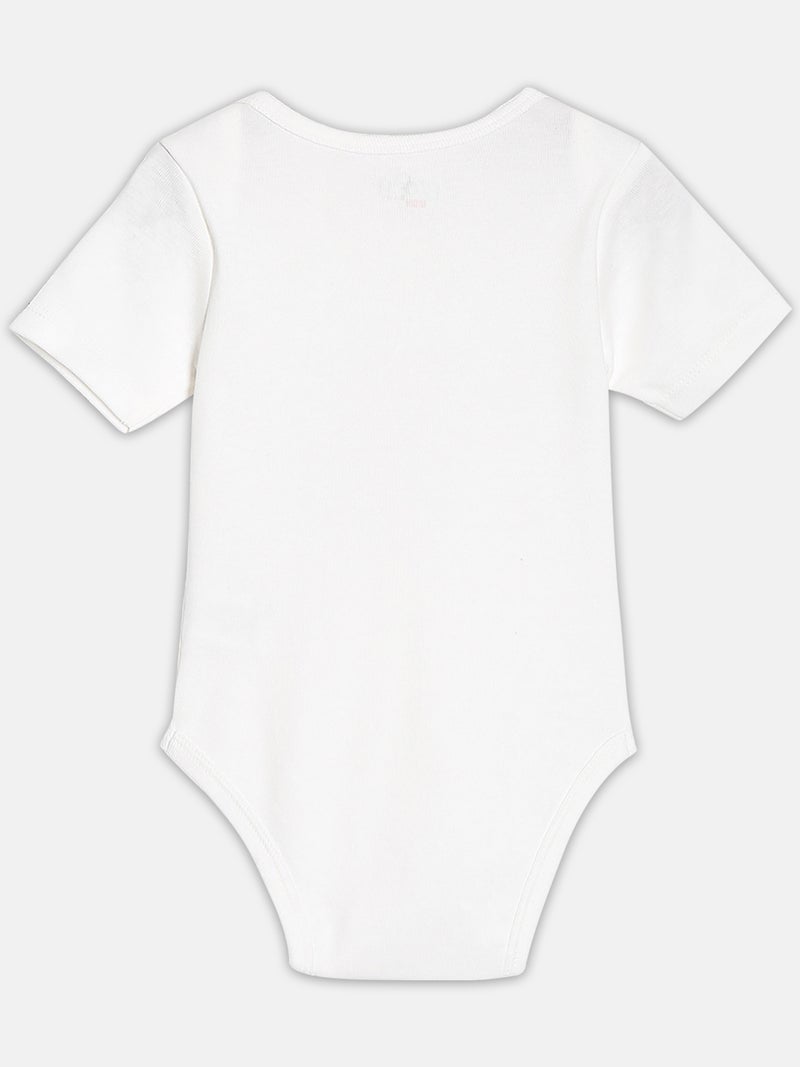 Broon Infant Girls White and Off White Printed Pure Organic Cotton Bodysuit Pack of 2 - Image 5