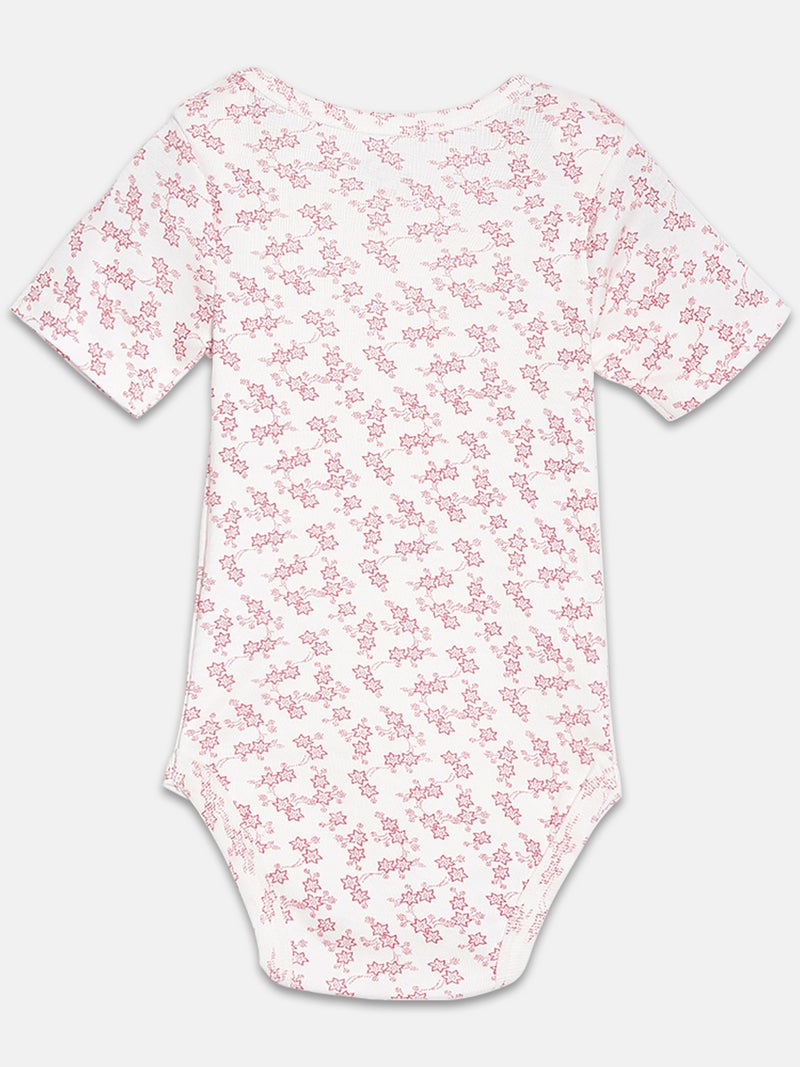 Broon Infant Girls White and Off White Printed Pure Organic Cotton Bodysuit Pack of 2 - Image 4