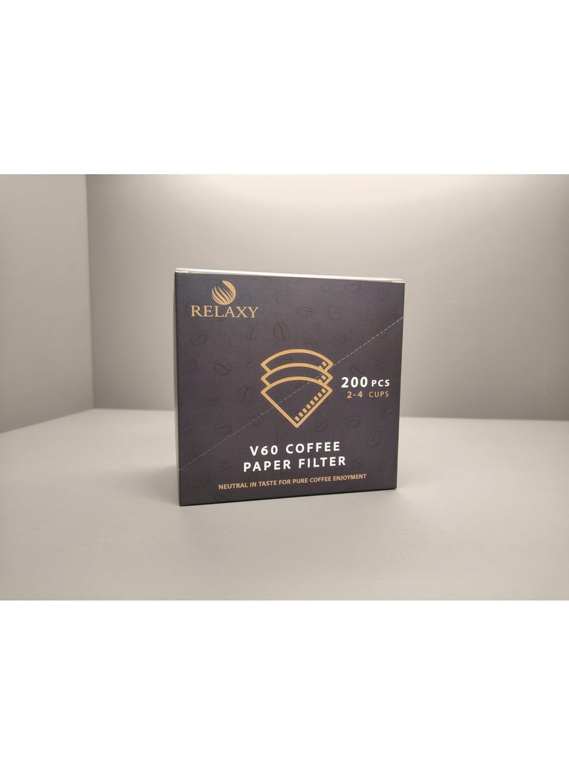 RELAXY V60 Coffee Filters, Cone Paper, White Unbleached Disposable Paper Filters, Size 02, Fits Pour Over Coffee Drippers 2-4 Cups, 200 pcs - Image 4
