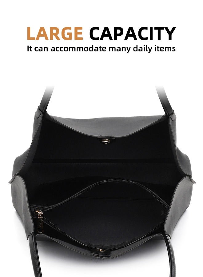 Hoxis Fashionable Oversized Handbag - Fashionable And Versatile Large-Capacity Commuter Mother-And-Child Tote Bag - High-End Retro Simple Casual Handbag Shoulder Bag - Removable Small Bag, Suitable For Commuting, Multiple Carrying Methods (Hand/Shoulder) - Image 3