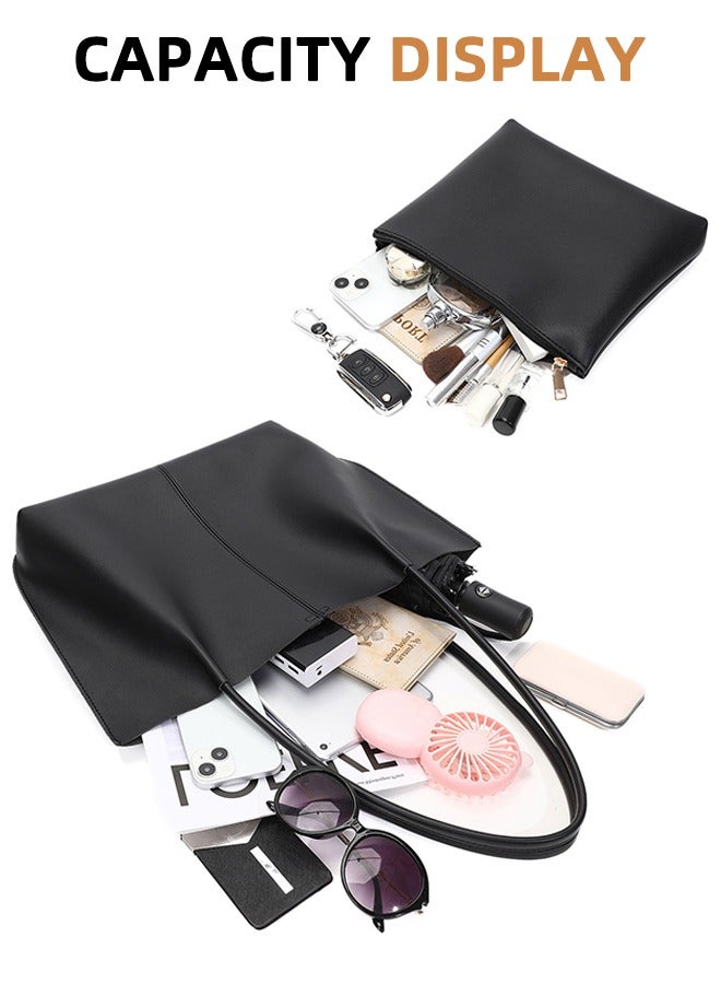 Hoxis Fashionable Oversized Handbag - Fashionable And Versatile Large-Capacity Commuter Mother-And-Child Tote Bag - High-End Retro Simple Casual Handbag Shoulder Bag - Removable Small Bag, Suitable For Commuting, Multiple Carrying Methods (Hand/Shoulder) - Image 4