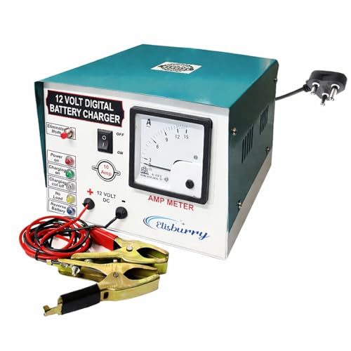 ELISBURRY Heavy Duty Volt Amp Battery Charger for Car & Bike - Auto Cut, Compatible with 4AH to 220AH Batteries, Perfect as a Reliable Car and Bike Battery Charger (10 AMP) - Image 1