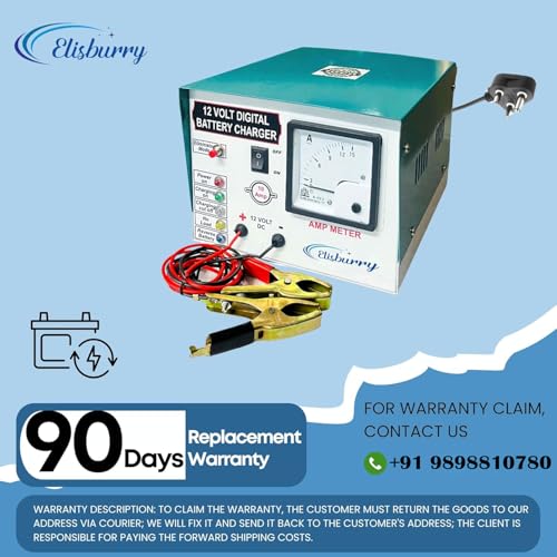 ELISBURRY Heavy Duty Volt Amp Battery Charger for Car & Bike - Auto Cut, Compatible with 4AH to 220AH Batteries, Perfect as a Reliable Car and Bike Battery Charger (10 AMP) - Image 3
