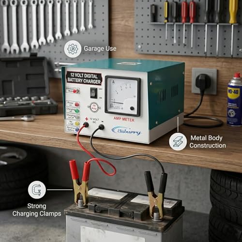 ELISBURRY Heavy Duty Volt Amp Battery Charger for Car & Bike - Auto Cut, Compatible with 4AH to 220AH Batteries, Perfect as a Reliable Car and Bike Battery Charger (10 AMP) - Image 4
