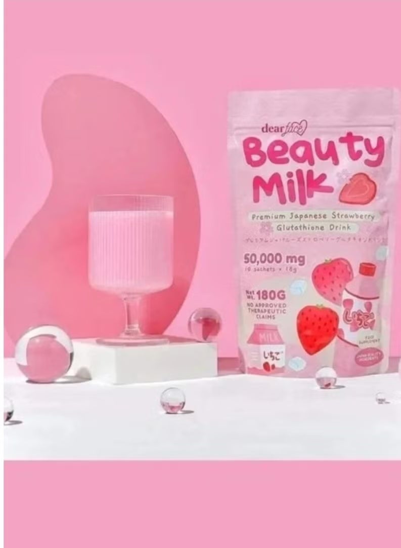 dear face Beauty Milk Japanese Collagen MELON and STRAWBERRY Drink - Image 2